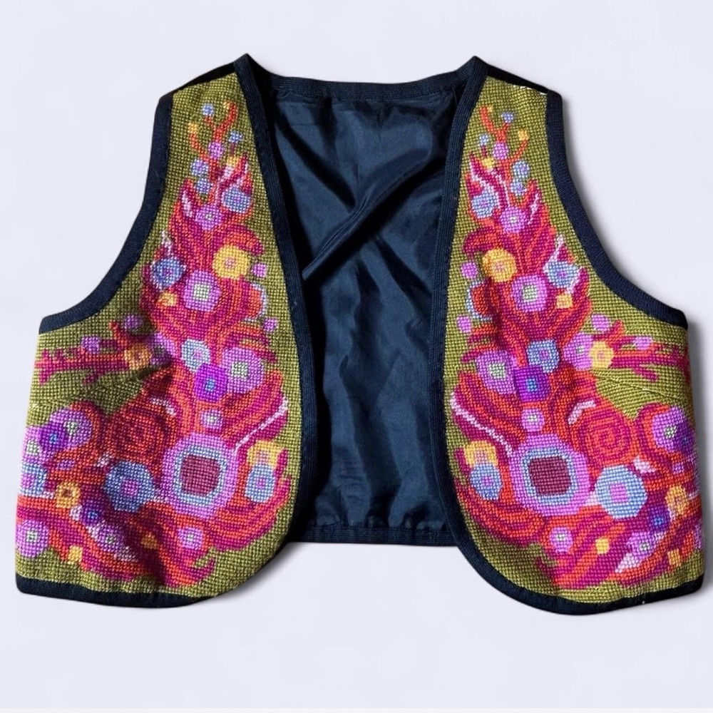 Vintage 70s handmade needlepoint vest